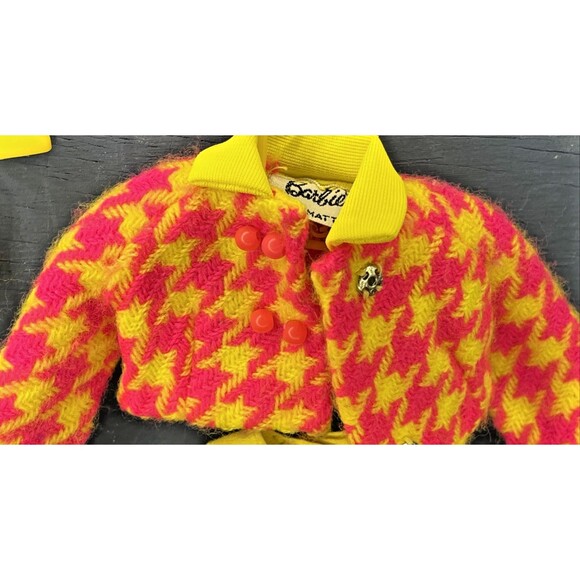 Vintage Mod Barbie #1794 Check The Suit pink yellow coat JAcket VTG - Picture 1 of 2